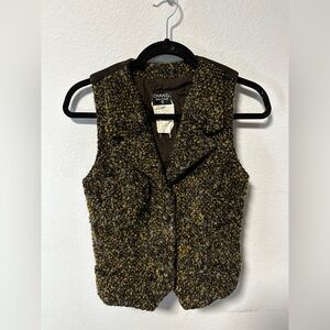 Chanel Vintage F/W 1992 English Suede Runway Vest Grey Brown CC Gold